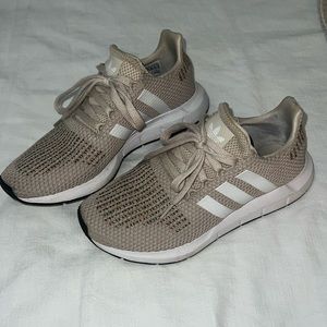 ADIDAS sneakers, tan, with multi color stitching women’s size 8